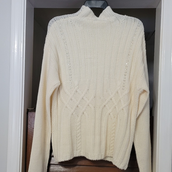 NWT Donna Karan Off White Knit Sweater sz L - Picture 7 of 14